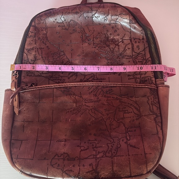 Patricia Nash Brown Leather Backpack with Map Print - Picture 10 of 12